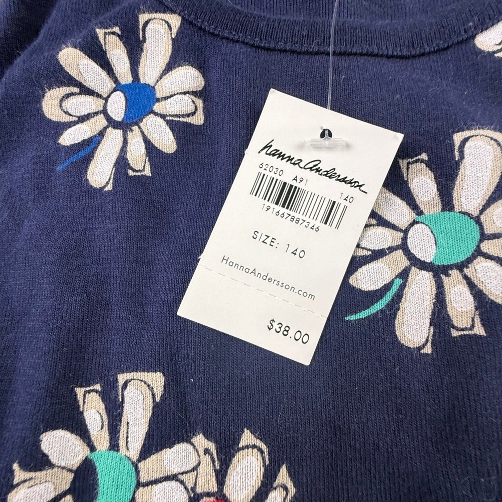 Hanna Andersson Girls Navy Blue Floral Twirl Dress Orangic Cotton 10 NEW Summer - Picture 7 of 11